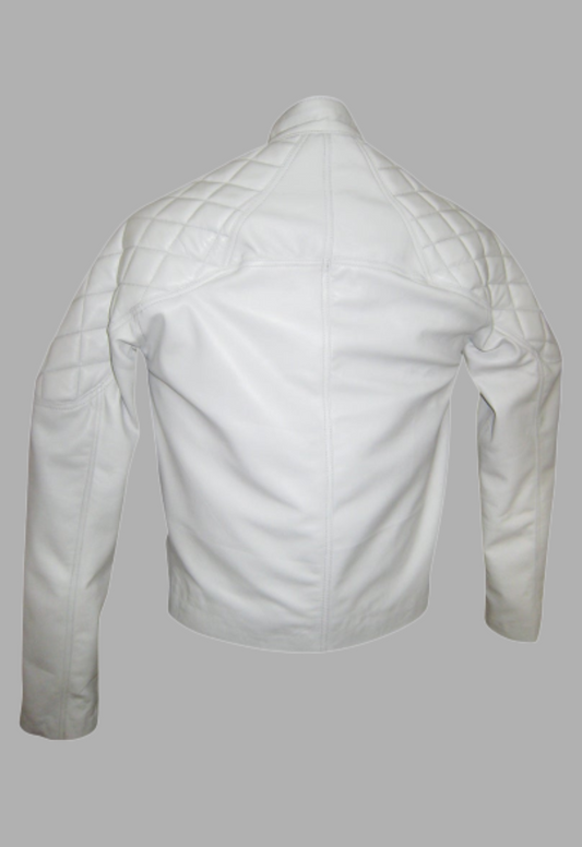 White Designer Mens Motorcycle Biker Leather Jacket