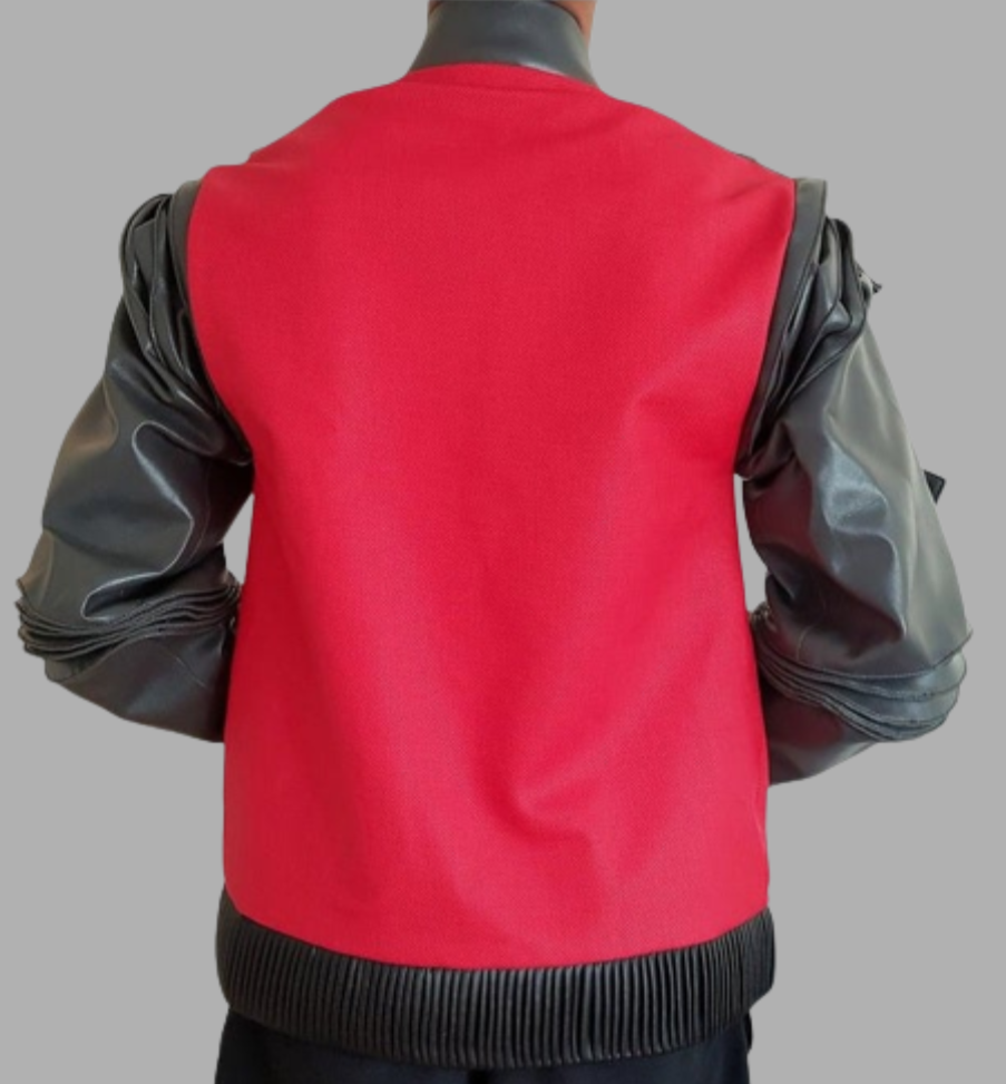 Mens Red & Black Future Designer Trendy Leather Jacket