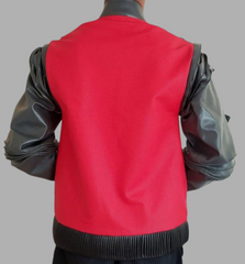 Mens Red & Black Future Designer Trendy Leather Jacket