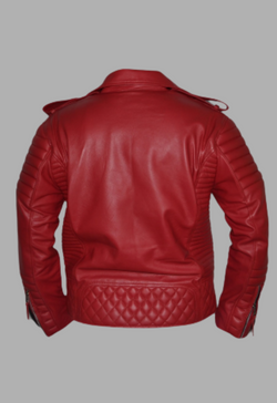 Mens Motorcycle Red Quilted Moto Biker Designer Leather Jacket Man's