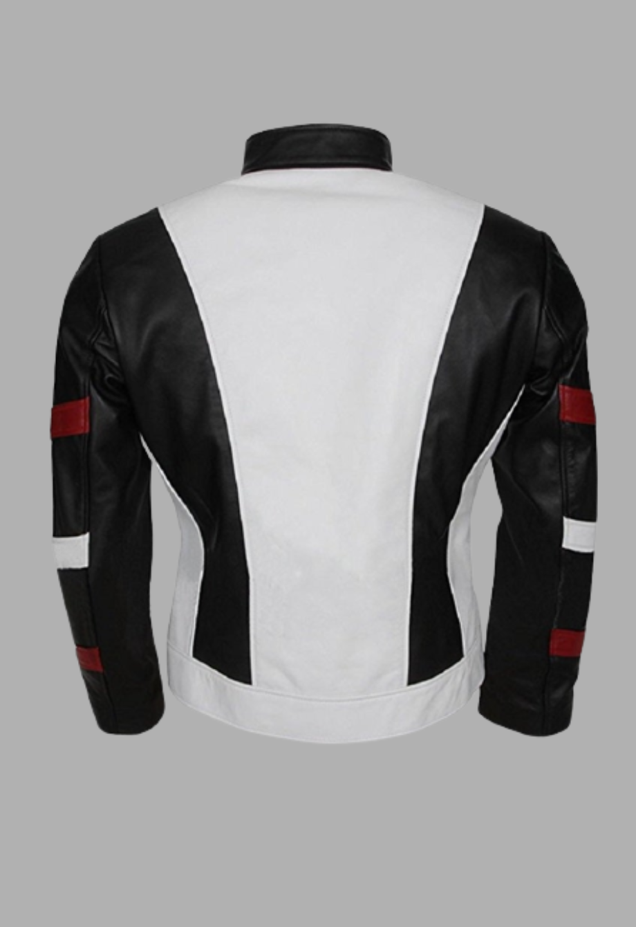 Mens Stylish Sleeves White And Black Blended Leather Jacket