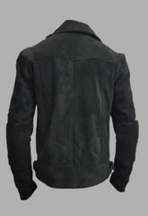 Mens Suede Designer Padded Black Biker Leather Jacket