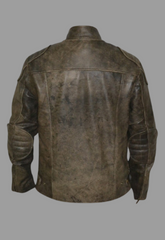 Vintage Distressed Retro Racer Leather Jacket