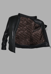 Mens Designer Motorcycle Black Biker Cafe Racer Leather Jacket