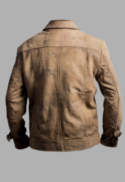 Mens Designer Distressed Brown Heavy Duty Leather Jacket