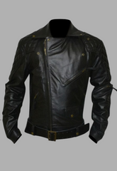 Columbia Motorbike Quilted Biker Leather Jacket Men's