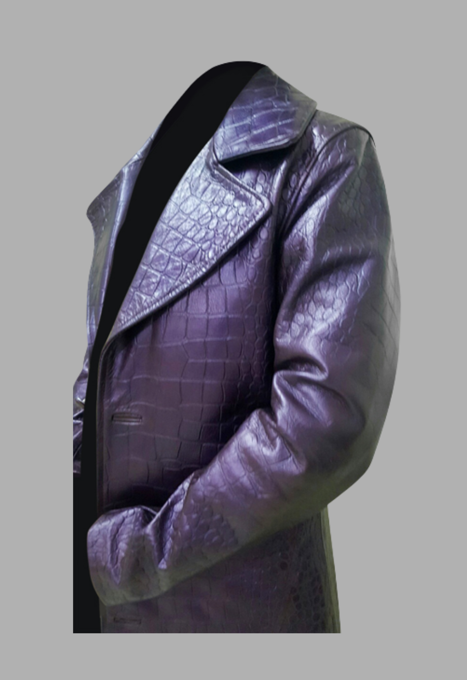 Hand Made Alligator Textured Genuine Leather Jacket for Men 