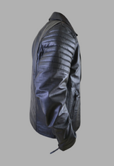 Mens Black Padded Biker Designer Leather Jacket