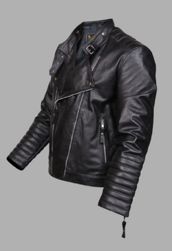 Mens Black Motorcycle Designer Moto Biker Real Sheepskin Leather Jacket