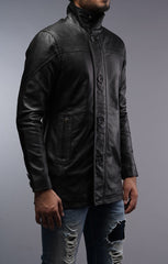 Men's Black Car Coat Leather Jacket