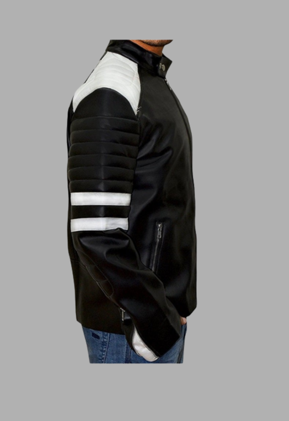 Fight Club Tyler Durden Black & White Leather Jacket