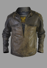 Vintage Distressed Retro Racer Leather Jacket