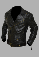 Columbia Motorbike Quilted Biker Leather Jacket Men's