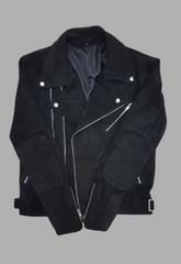 Mens Suede Designer Padded Black Biker Leather Jacket