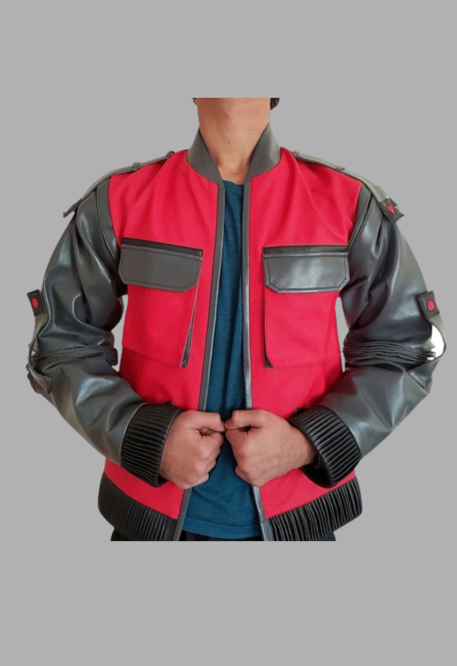 Mens Red & Black Future Designer Trendy Leather Jacket
