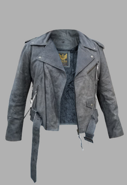 Side Lace-up Vintage Black Distressed Motorcycle Biker Leather Jacket