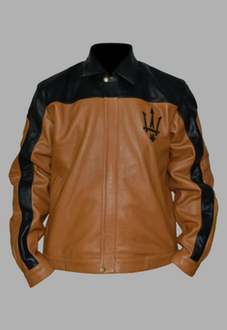 Mens Classic Designer Racer Brown Leather Jacket