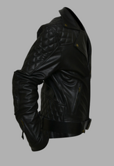 Columbia Motorbike Quilted Biker Leather Jacket Men's