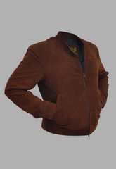 Men's Fashion Brown Suede Slim Fit Racer Leather Jacket