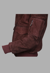 Men's Motorcycle Style Zipper Fur Collar  Suede Leather Jacket