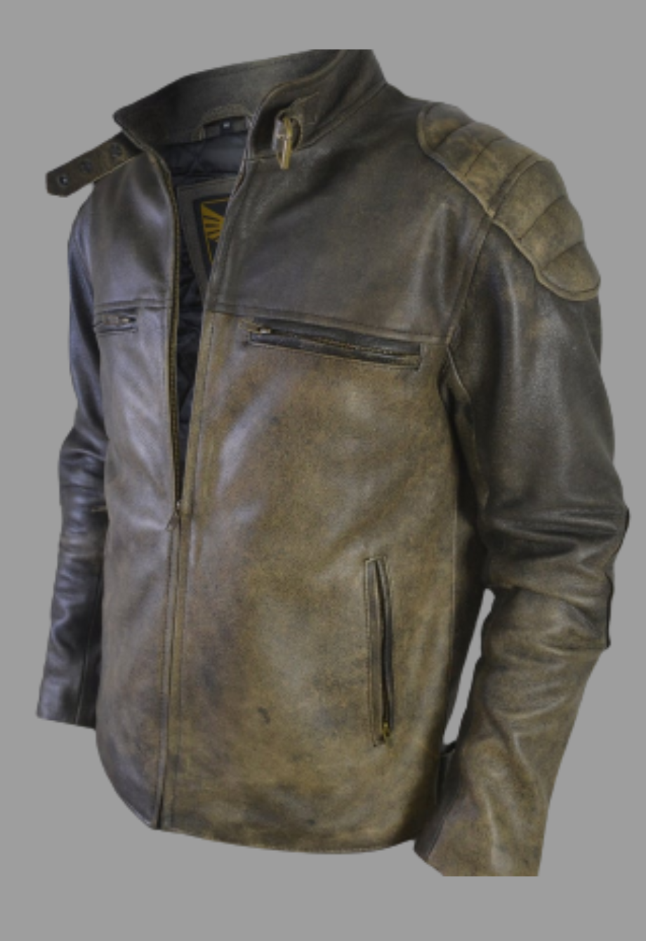 Vintage Distressed Retro Racer Leather Jacket