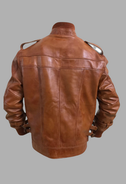 Mens Designer Brown Four Pocket Leather Jacket