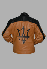 Mens Classic Designer Racer Brown Leather Jacket