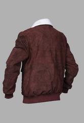 Men's Motorcycle Style Zipper Fur Collar  Suede Leather Jacket