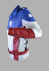 Men's United States of America USA Flag Biker Leather Jacket Man