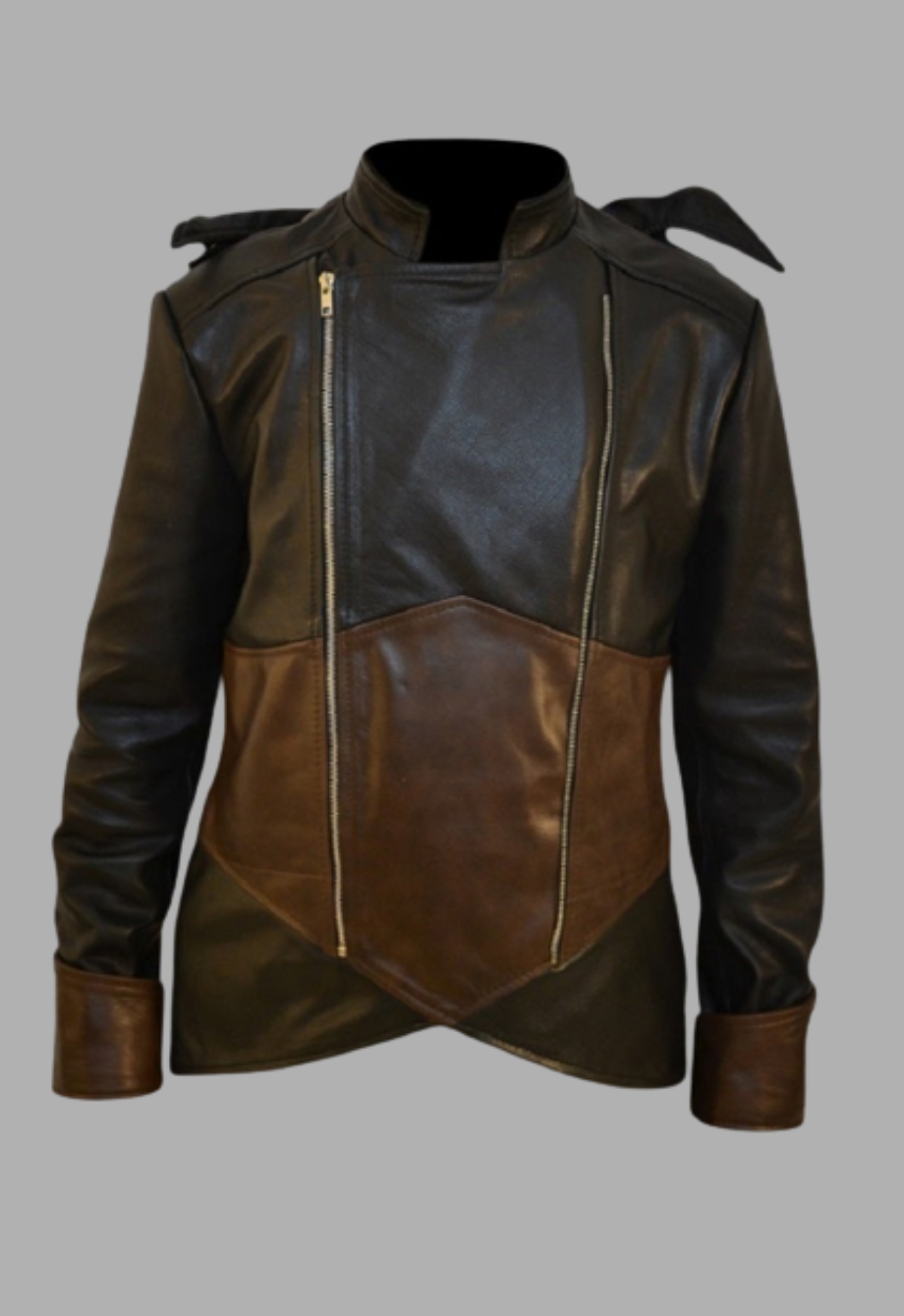 Mens Dorian Quilted Creed Removable Hoodie Black And Brown Leather Jacket