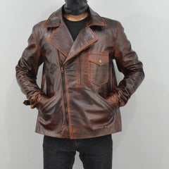 Escape Snake Plissken Antique Brown Biker Leather Jacket