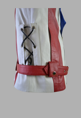 Men's United States of America USA Flag Biker Leather Jacket Man
