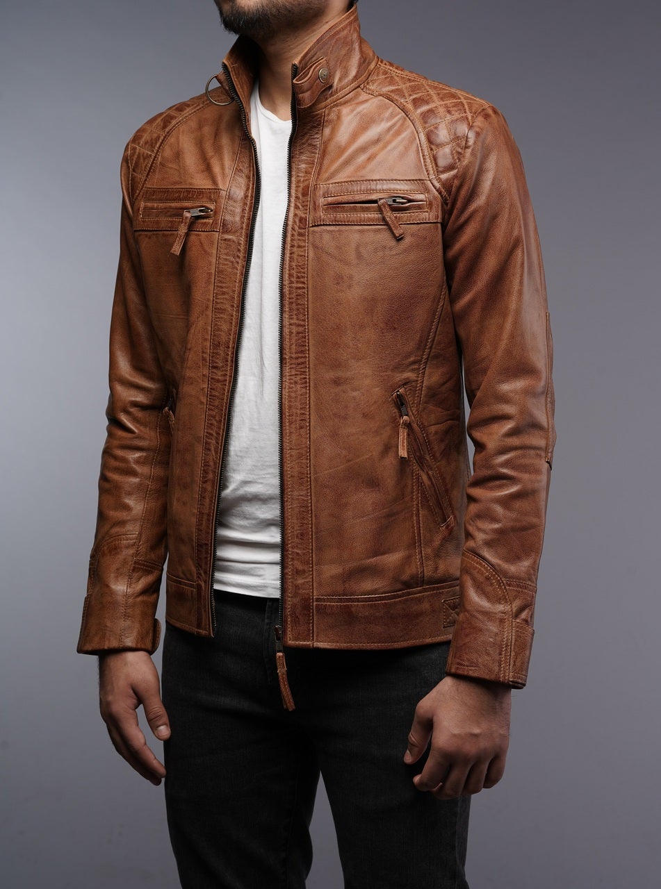 Faux Leather Biker Jacket In Light Brown | ONLY | SilkFred US