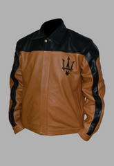 Mens Classic Designer Racer Brown Leather Jacket