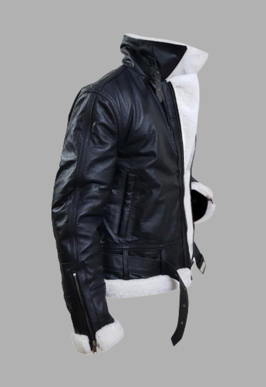 White black leather clearance jacket