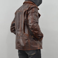 Escape Snake Plissken Antique Brown Biker Leather Jacket