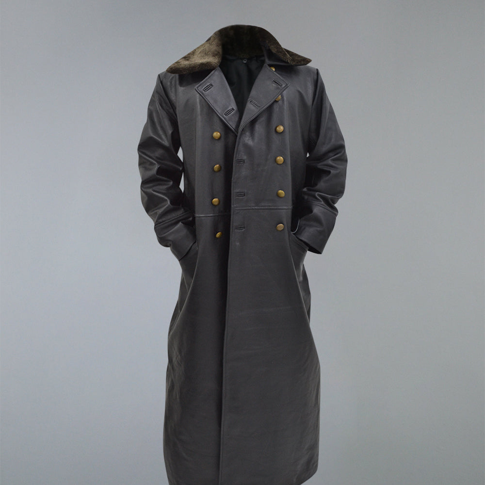 World War 2 German Waffen Elite Leather Long Coat WW2 Officers 40's Coat
