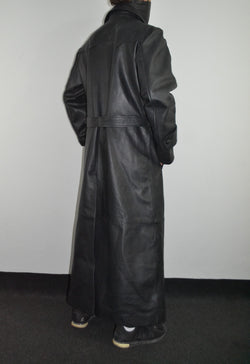 Mens Black Slayer Spike Trench Long Leather Buffy Coat