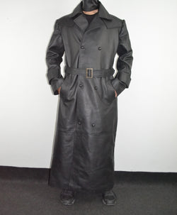 Mens Black Slayer Spike Trench Long Leather Buffy Coat