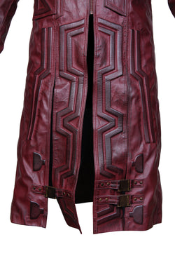 Men's New American Trench Maroon Leather Coat