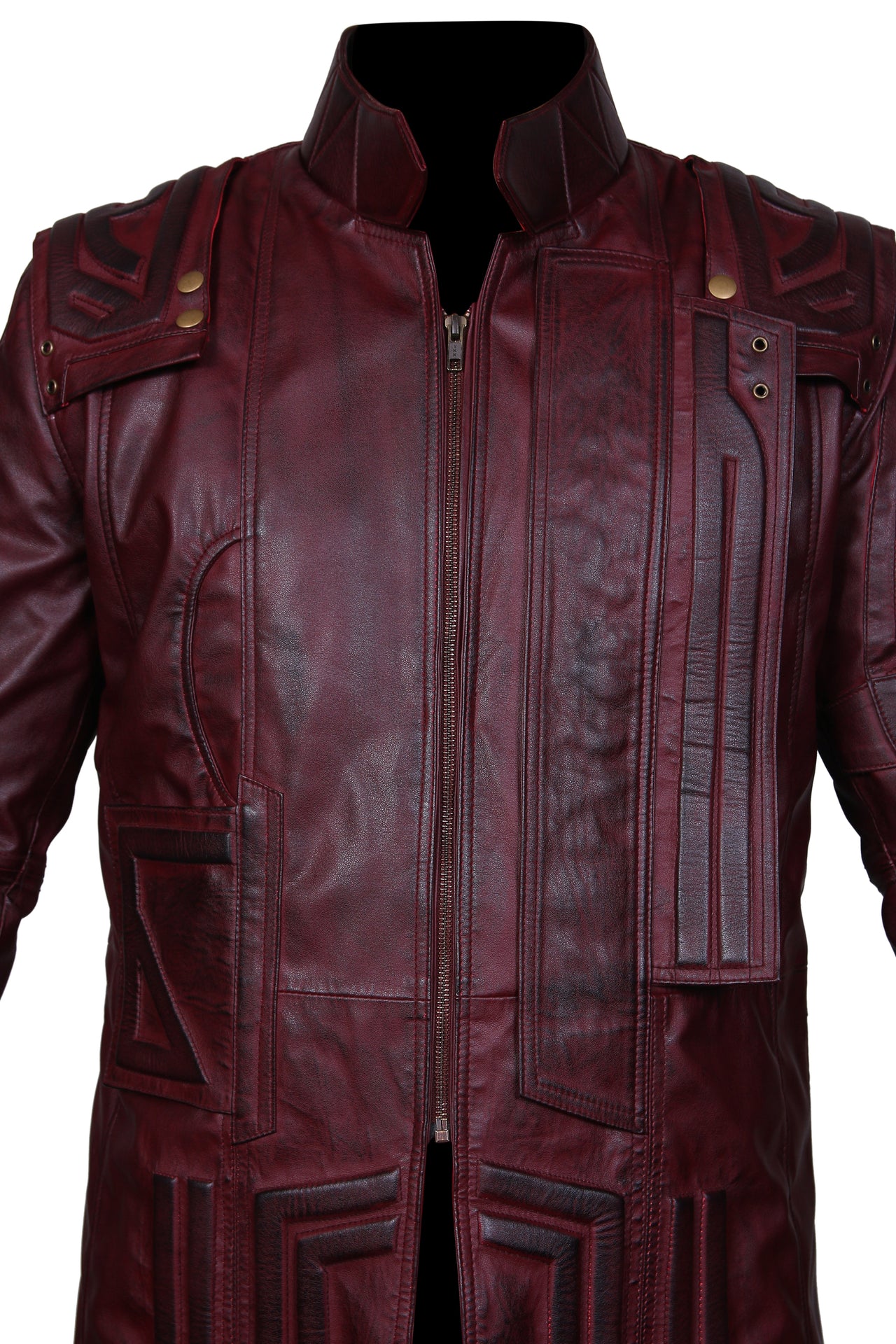 Men's New American Trench Maroon Leather Coat