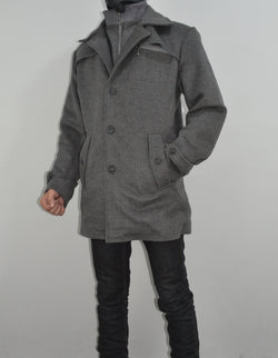 Men's Wool Regular Fit Trench Business Pea Coat Overcoat