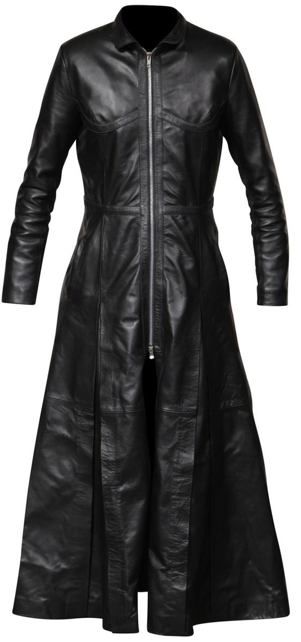 Ladies Trinity Matrix Black New Rock Gothic Leather Coat