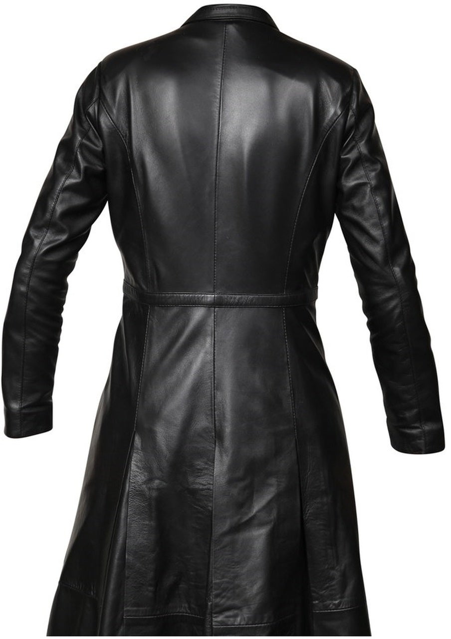 Ladies Trinity Matrix Black New Rock Gothic Leather Coat