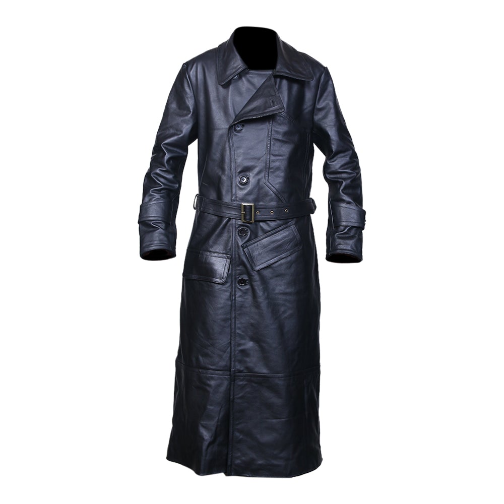 World War 1 R.F.C. Black Leather Flying Long Coat