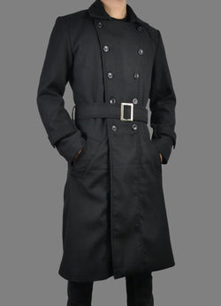 Mens Double Breasted Classic Wool Long Coat