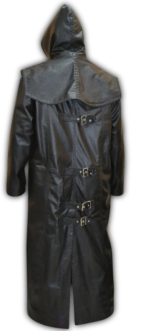 Mens Removable Hoodie Designer Lace Leather Long Coat