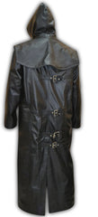Mens Removable Hoodie Designer Lace Leather Long Coat