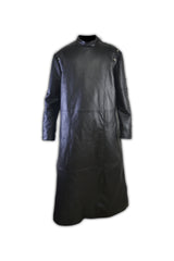 Mens Removable Hoodie Designer Lace Leather Long Coat