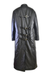 Mens Removable Hoodie Designer Lace Leather Long Coat